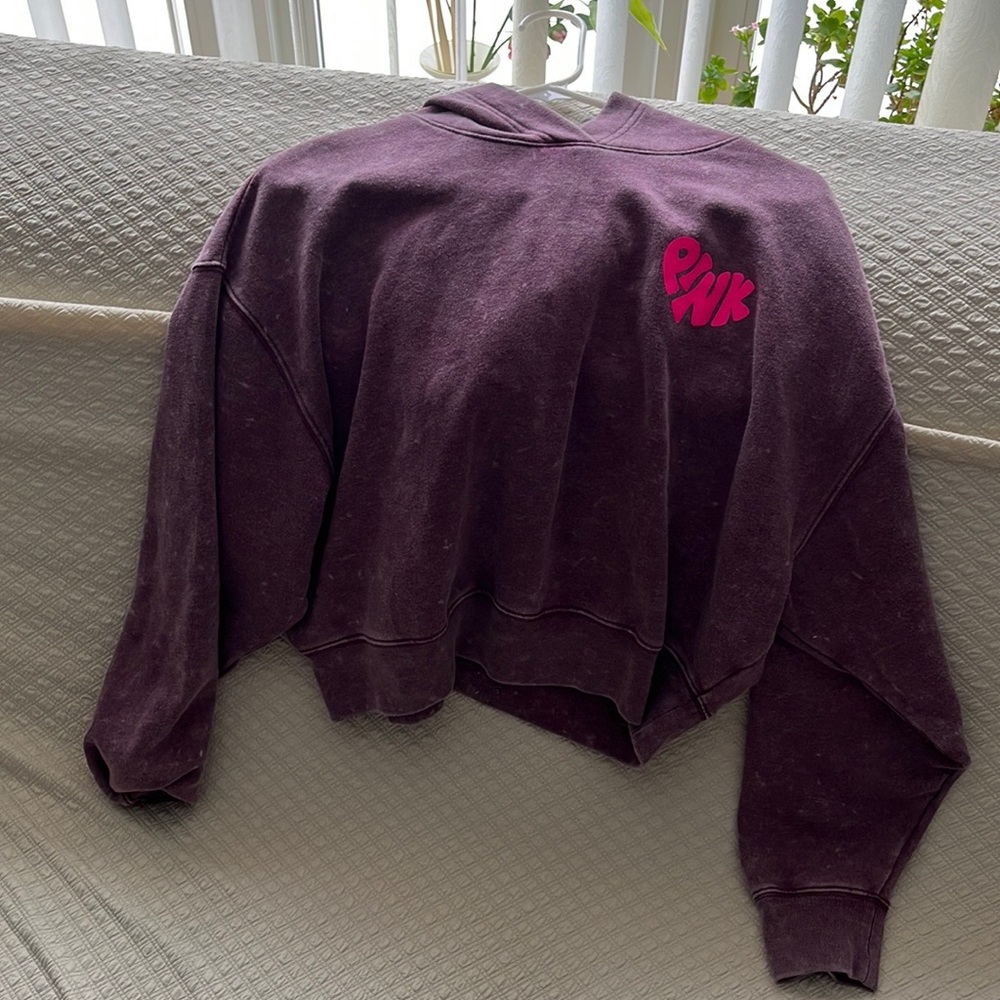 Victoria Secret's PINK Purple Cropped Hoodie Size XS